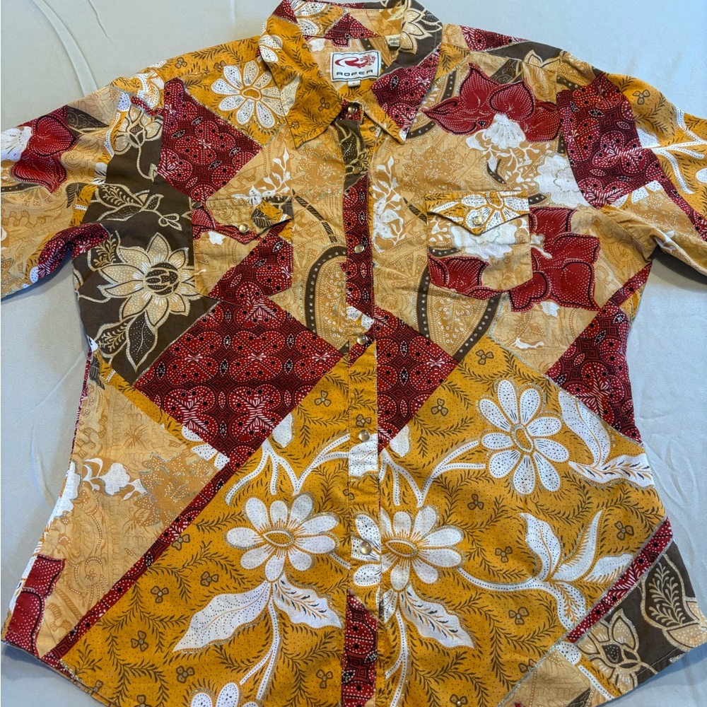 Roper Women's Long Sleeve Top, Size Large, Pearl‎ Snap Button-Up
